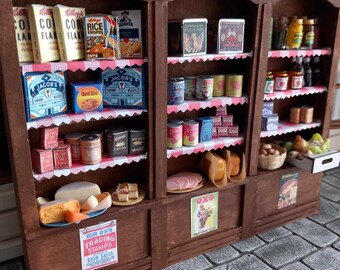 Fully Loaded 1950s Grocery Shelves 1:12th Dolls House