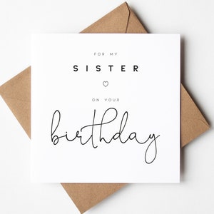 Birthday Card for Sister, Birthday Card for Sister, Happy Birthday Sister, Sister Birthday Card, Simple Card for Sister, Sister Card