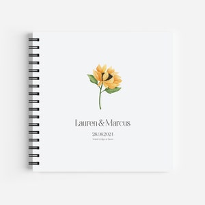 Sunflower Wedding Guest Book, Personalised Guest Book, Floral Guest Book, Summer Wedding Guest Book, Wedding Guestbook, 'Farringdon'