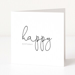 Birthday Card, Simple Birthday Card, Modern Birthday Card, Happy Birthday Card, Greetings Card, Card for Her, Card for Him, Cute Card image 1