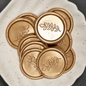 Gold Wax Seal Stickers - Custom Wedding Invitations - Self Adhesive Wax Seals - Elegant Envelope Decor - Custom Gold Wax Seal Stickers