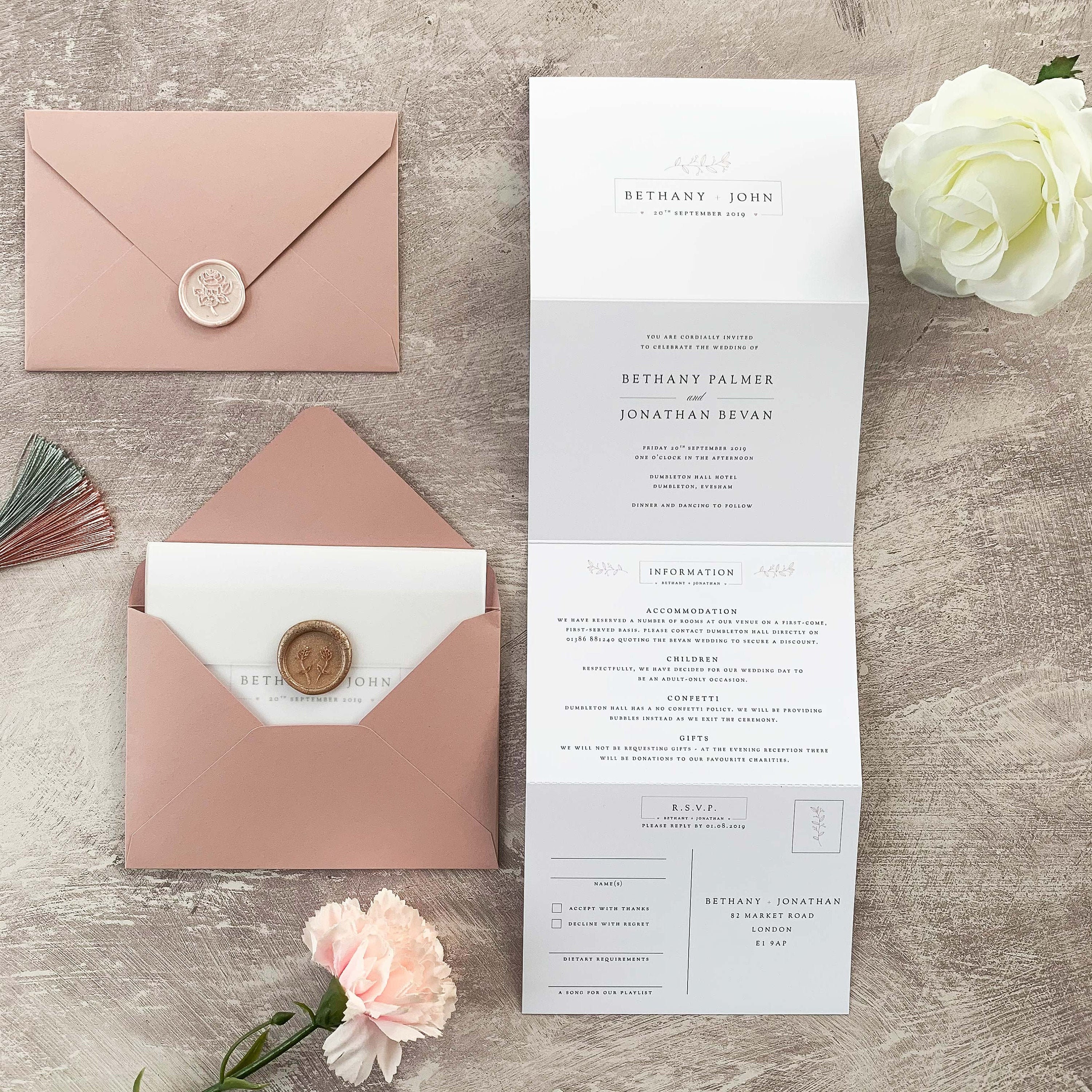 Simple Concertina Wedding Invitation Fold Out Invitation Etsy