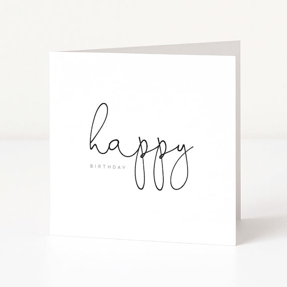 Birthday Card, Simple Birthday Card, Modern Birthday Card, Happy Birthday Card, Greetings Card, Card for Her, Card for Him, Cute Card