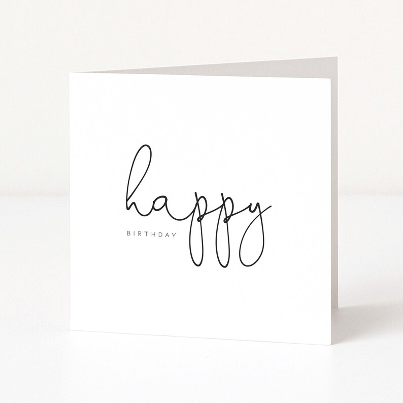 Birthday Card, Simple Birthday Card, Modern Birthday Card, Happy Birthday Card, Greetings Card, Card for Her, Card for Him, Cute Card image 1