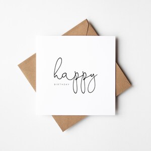 Birthday Card, Simple Birthday Card, Modern Birthday Card, Happy Birthday Card, Greetings Card, Card for Her, Card for Him, Cute Card image 3