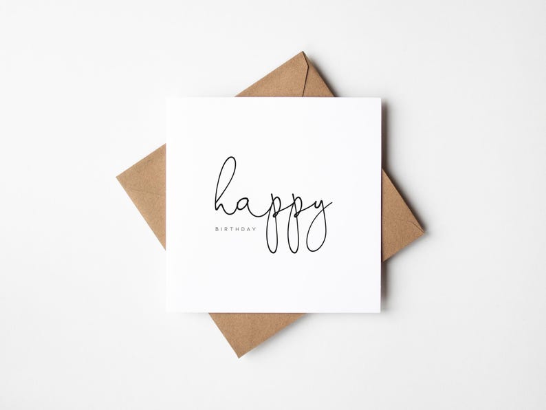 Birthday Card, Simple Birthday Card, Modern Birthday Card, Happy Birthday Card, Greetings Card, Card for Her, Card for Him, Cute Card image 3