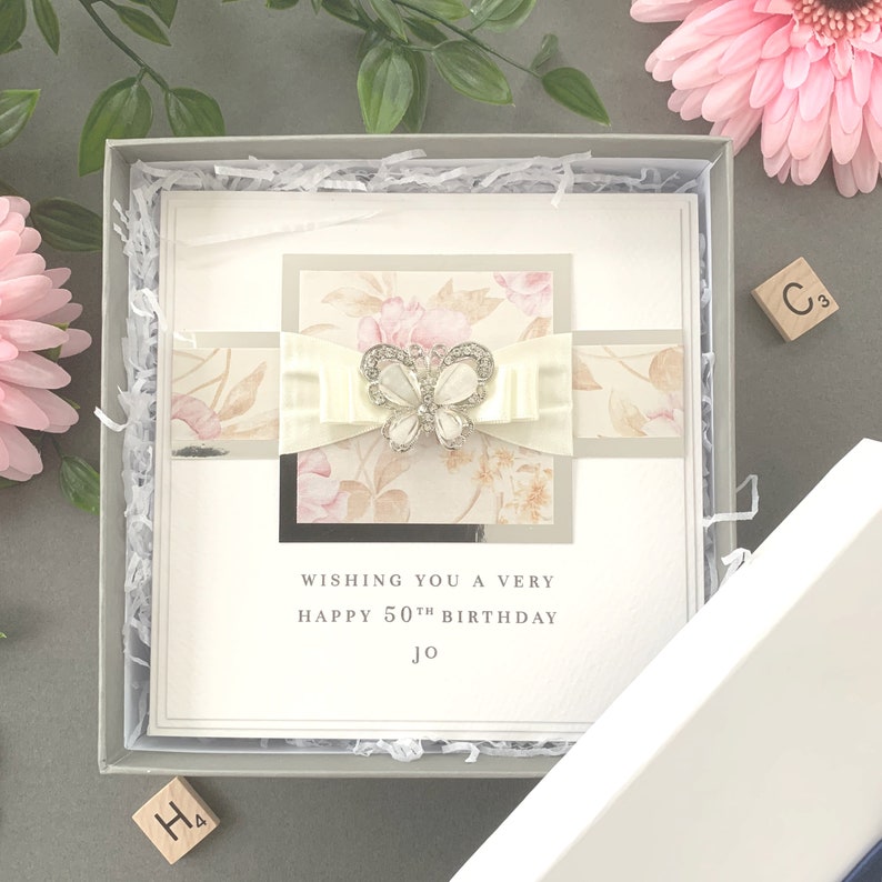 Vintage Birthday Card Simple Birthday Card Personalised Birthday Card 50th Birthday Card Luxury Birthday Card Handmade Birthday Card