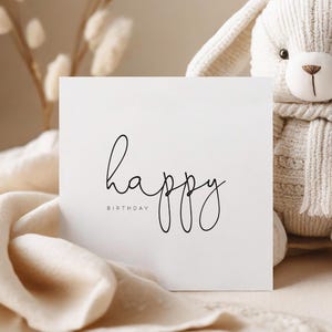 Birthday Card, Simple Birthday Card, Modern Birthday Card, Happy Birthday Card, Greetings Card, Card for Her, Card for Him, Cute Card image 2