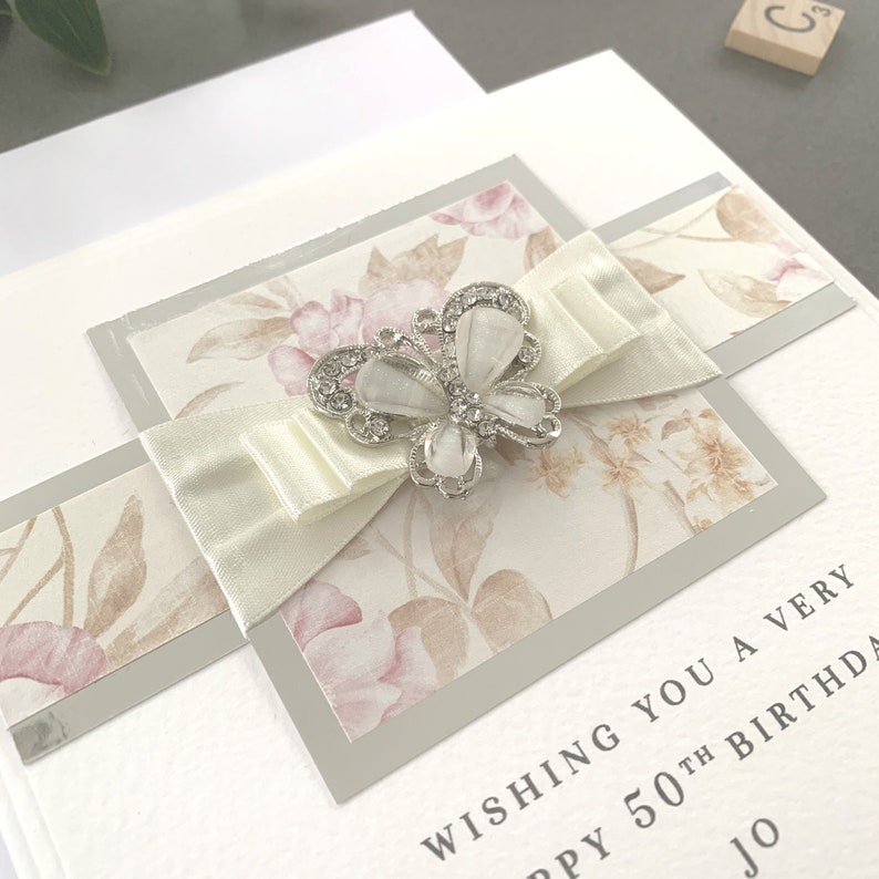 Vintage Birthday Card Simple Birthday Card Personalised Birthday Card 50th Birthday Card Luxury Birthday Card Handmade Birthday Card