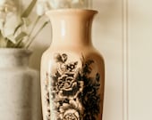 Vintage Chinoiserie Vase- Peach Colored Japanese Floral Vase Grand Millennial Vintage Chinoiserie Floral Chinoiserie Grand Millennial Decor