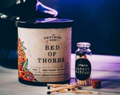 Tattoo Inspired Soy Wax Candles -"Bed of Thorns" Traditional Rose Candles Pinup Sea Salt Honey Floral Tattoo Lover Metalhead Black Candle