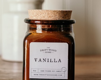 Apothecary Soy Candles - Vanilla Bean Soy Candle Sweet Cream Candle Classic Vanilla Soy Wax Candle Housewarming Gifts Birthday Gifts