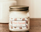 Mason Jar Soy Candles - "Pink Cupcake" Strawberry Cupcake Candle Strawberry Shortcake Summer Candle Spring Candle Strawberry Candle Mason