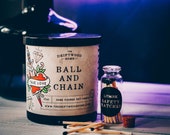 Tattoo Inspired Soy Wax Candles -"Ball and Chain" Traditional Wedding Cake True Love Vanilla Honey Cream Tattoo Lover Metalhead Black Candle