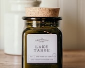 Apothecary Soy Candles - Lake Tahoe Cabin Candle Lake house Woodsy Bonfire Forrest Candle Smoked Amber Pine Cedar Vanilla Coconut California