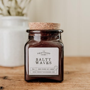 Apothecary Soy Candles - &quot;Salty Waves&quot; Ocean Surf Sea Salt Soy Candles Mineral Beach Palm Tree Sea foam Cardamom Amber Seashell Beach house