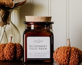 Cozy Fall Soy Candles - "Blueberry Cold Brew" Fall Candle Blueberry Iced Latte Berry Cinnamon Vanilla Coffee Candle Coffee House Candle Fall