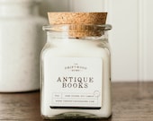 Apothecary Soy Candles - Antique Books Hand Poured Natural Soy Candles Book Lovers Gifts Cedar Vanilla Teachers Gifts New Book Book Pages