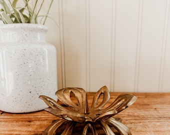 Vintage MCM Brutalist Brass Candleholder - Mid Century Modern Brass Brutalist Style Candleholder