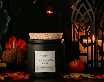 Halloween Soy Candles - "Hallow's Eve" Spooky Fall Candles Autumn Halloween Candles Cider Spice, Maple, Honey, Vanilla Apple Cinnamon Bark