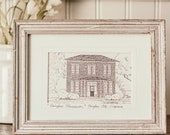 Vintage Fairfax Virginia Art - Handmade Pen Drawing/Sketch of Fairfax Museum Fairfax Virginia Vintage Prints Handmade art Gallery Wall Print