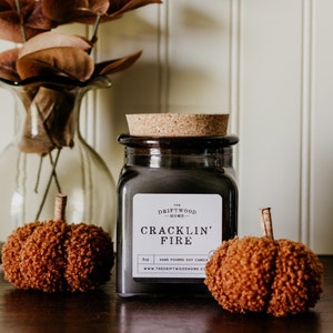 Cozy Fall Soy Candles - &quot;Crackling&#39; Fire&quot; Candle Cedarwood Ember Fireside Bonfire Hearth Fireplace Scent Thanksgiving Autumn Candles