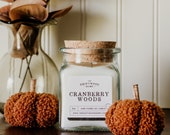 Cozy Fall Soy Candles - "Cranberry Woods" Spooky Fall Candles Cranberry Red Currant Cinnamon Pine Fir Vanilla Black Currant Leaves Candles