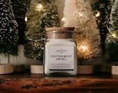 Holiday Soy Candles -"Peppermint Swirl" Winter Holiday Candles Sweet Peppermint Vanilla Cream Holiday Candy Christmas Stocking Stuffer