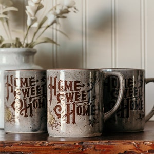 Vintage Coffee Mug Set - 3pc Home Sweet Home Stoneware Mug Set Japanese Stoneware Ceramic Mug Collectible Vintage Farmhouse Mugs