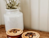 Vintage Salt and Pepper Shaker Set - MCM Floral Stoneware Spice Jar Set Baked Bean Pottery Spice Set Salt and Pepper Shakers