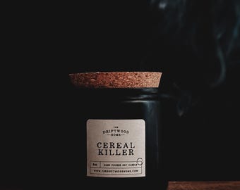 Halloween Soy Candles - "Cereal Killer" Spooky Fall Candles Autumn Halloween Candles Fruity Cereal, Lemon, Vanilla, Cereal Milk Rainbow Ring