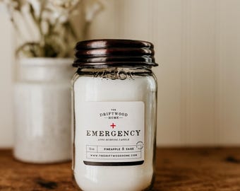 Emergency Indoor/Outdoor Survival Candle – "Pineapple & Sage " Essential Oils Bug Repellent Outdoors Camping BBQ Power Outage Survivalist