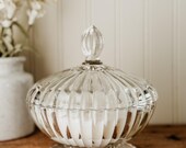 Vintage Crystal Candy Dish Candle - "Red Plum Baklava" Warm Honey Walnut & Spiced Plum Cozy Hand-Poured Soy Candle Sweet and Spicy Dessert