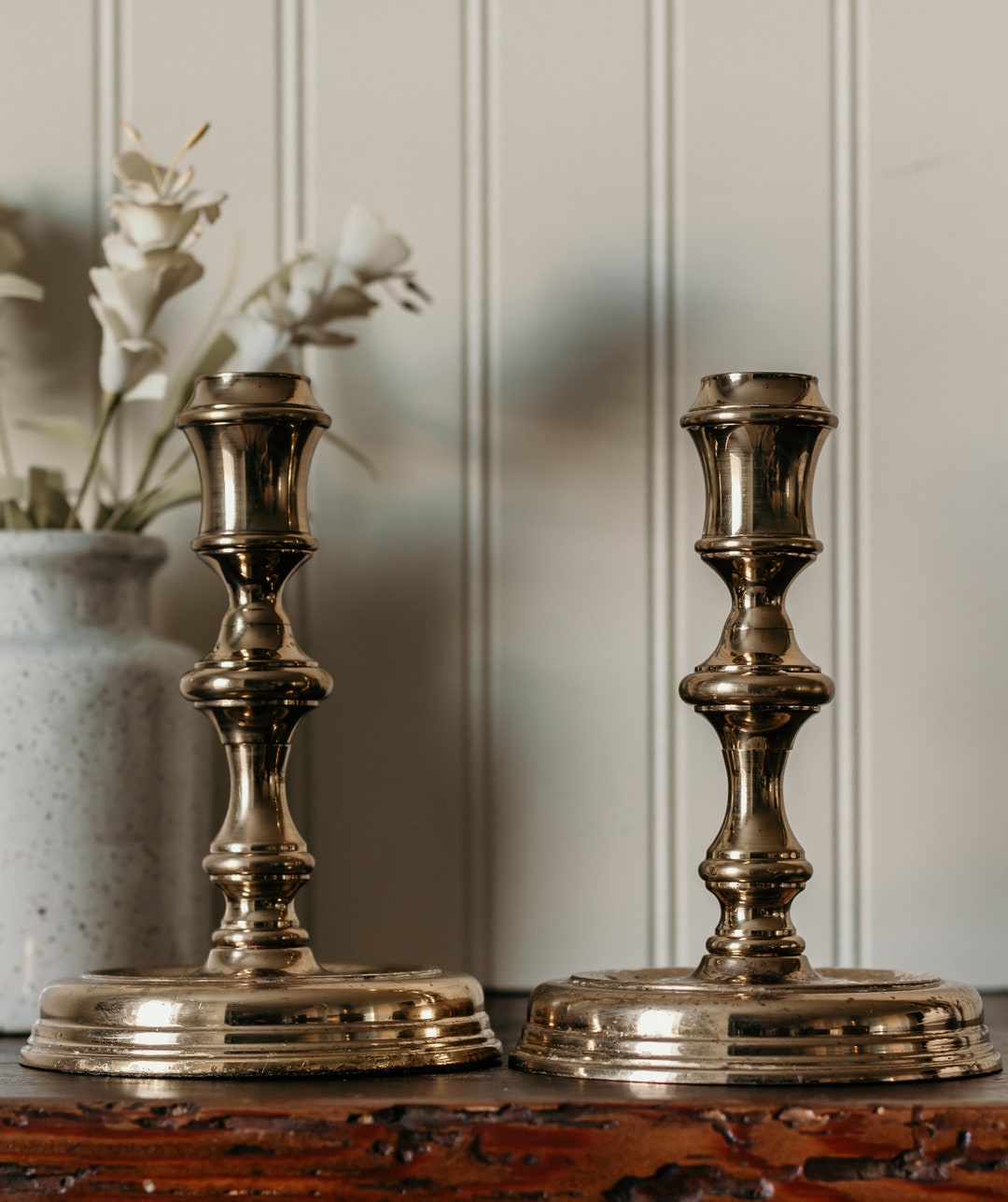 Vintage Brass Candlesticks Baldwin Lacquered Brass Taper Candlestick