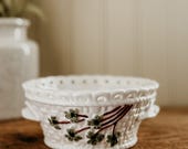 Vintage Irish Clover Basket -  Irish Cottage Clover Porcelain Basket Good Luck Irish Clover basket Irish Country Cottage Decor