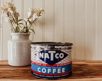 Vintage Coffee Tin Candle - Natco Coffee House Tin Candle Vanilla Latte Cocoa Coffee Candle Coffee House Unique Upcycled Vintage Espresso