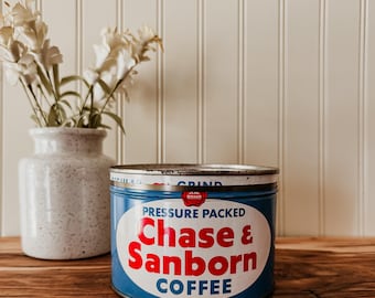 Vintage Chase & Sanborn Coffee Tin Candle – Vanilla Latte Cocoa Scent, Soy Blend