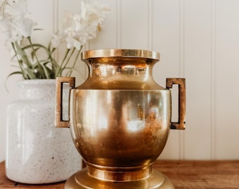 Vintage Japanese Brass Urn Jar – Solid Brass Mid Century Modern Decorative Vase
