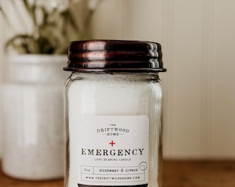 Emergency Indoor/Outdoor Survival Candle – "Rosemary & Citrus " Essential Oils Bug Repellent Outdoors Camping BBQ Power Outage Survivalist