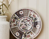 Vintage Imari Ware Plate – Hand-Painted Japanese Porcelain Floral Geometric Design Collectible Asian Decor, Traditional Kutani Chinoiserie