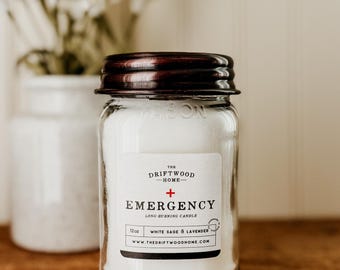 Emergency Indoor/Outdoor Survival Candle – "White Sage & Lavender" Essential Oil Bug Repellent Outdoors Camping BBQ Power Outage Survivalist