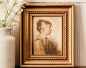 Antique Sidney Bell Portrait - "Charlotte" by Sidney Bell Collectible Victorian Portrait 1923 Great Depression Framed Art Original Print