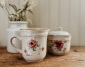 Vintage Cottage Cream and Sugar Set- International "Something Special" Creamer and Sugar bowl Set Cottage core Kitchen Floral Dinnerware