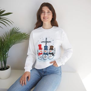 Faith Love Hope Snowman Sweatshirt, Winter Snowman, Religious Design, Unisex Sweatshirt, Winter Sweatshirt, Christmas Holiday Gift,