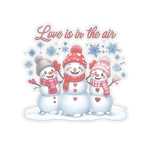 Love is in the Air Schneemänner Kiss-Cut Aufkleber, Valentinstag-Dekor, transparent und weiß, Schneemänner-Aufkleber