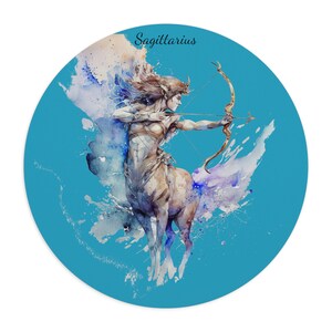 Zodiac Sign Sagittarius Mouse Pad-Turquoise Color in Both Round and Rectangular Shapes