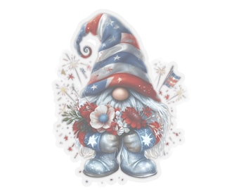 4th of July Gnome Sticker: Patriotic Laptop Decal
