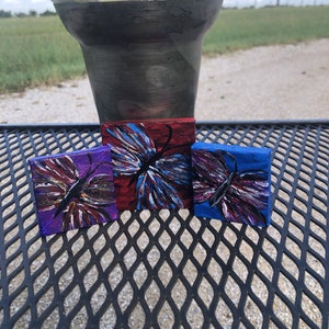 Acrylic art: Original butterfly art/Acrylic Butterfly Canvas/miniature canvas art