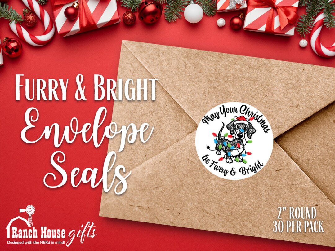 Furry & Bright Christmas Envelope Seal Stickers Package of Etsy