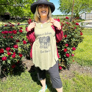 Shirt: Home is where our herd is graphic tank top/women tshirt/women tee/shirts with sayings/cow lover gift/The Cow Shirt Series